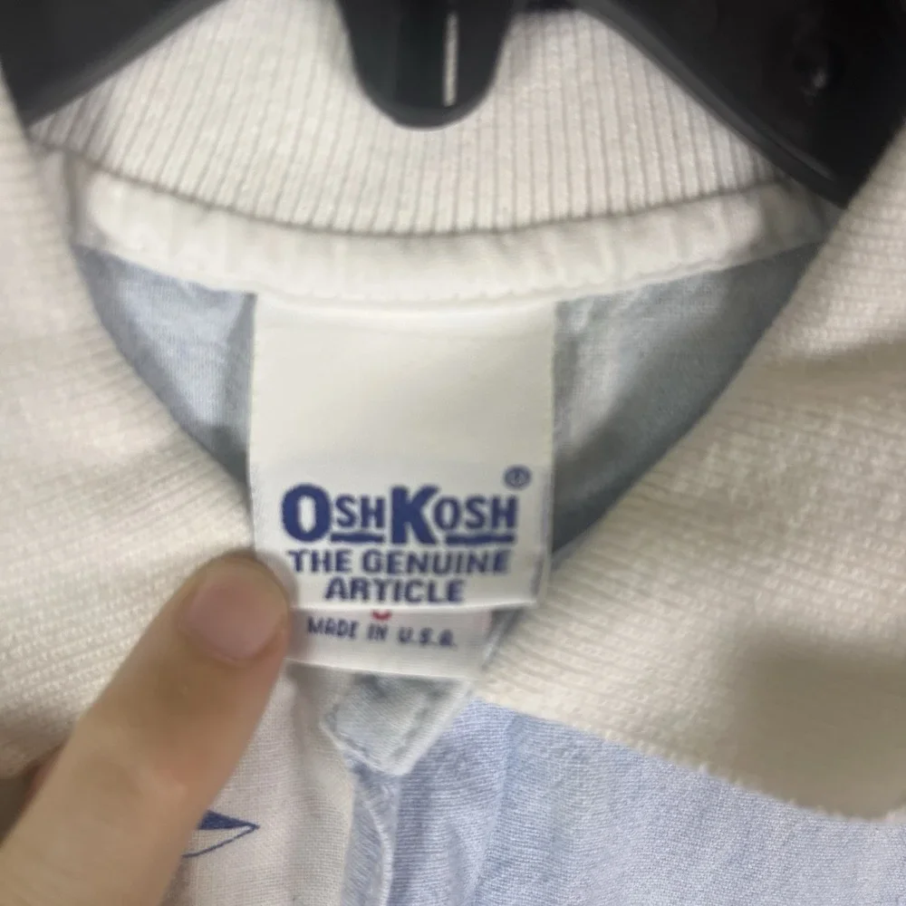 Vintage OshKosh Boys Sailboat Button Shirt Blue White 6